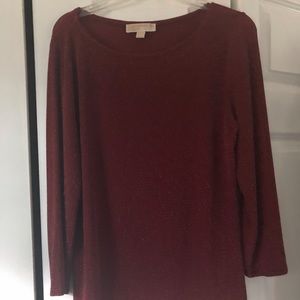Michael Kors Dark Red Sparkly Tunic Sweater